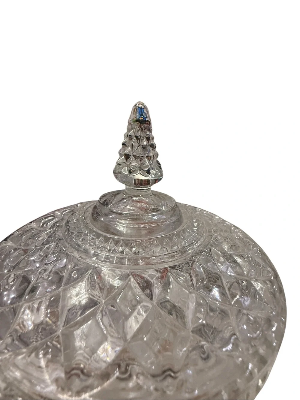 Pressed Glass Covered Compote Candy Dish - Clear